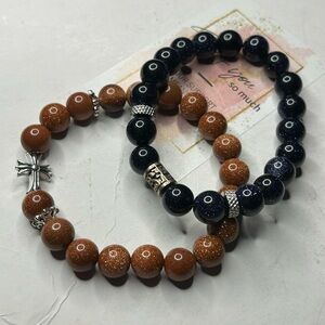 Goldstone & Blue Goldstone Bracelet Set